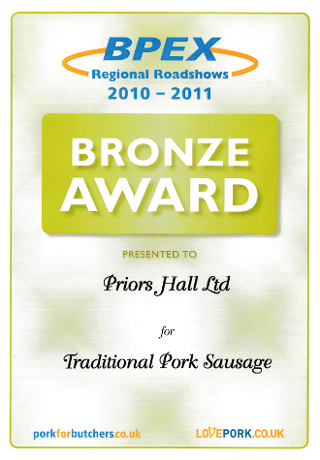 BPEX Bronze Award for Traditional Pork Sausages 2010-2011